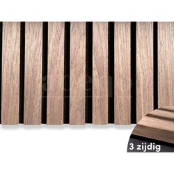 Adeqo Akupanel - Akoestische panelen -  Walnoot Hout 300 x 60 cm - 3 zijdig