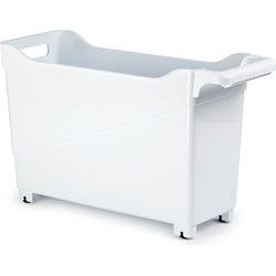 PlasticForte Trolley - wit - L45 x B17 x H29cm - opberger op wieltjes - Opberg trolley