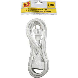 Benson Verlengsnoer - wit - 3 meter - randaarde - tot 2300w - Verlengsnoeren