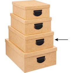 5Five Opbergdoos/box - goudgeel - L35 x B26 x H14 cm - Stevig karton - Industrialbox - Opbergbox