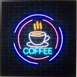 Glas Schilderij Coffee LED 80x80cm