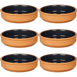 Set 16x tapas/creme brulee serveer schaaltjes terracotta/zwart 16x4 cm - Snack en tapasschalen