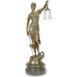 BRONZEN BEELD VAN VROUWE JUSTITIA hoogte 62 cm
