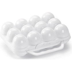 Eierdoos - koelkast organizer eierhouder - 12 eieren - wit - kunststof - 20 x 18,5 cm - Vershoudbakjes
