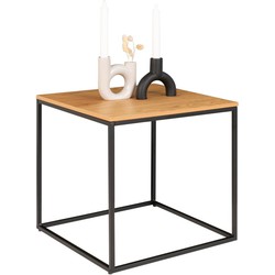 Vita Sidetable - Side table with black frame and oak look top 45x45x45 cm