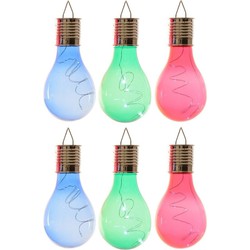 6x Buitenlampen/tuinlampen lampbolletjes/peertjes 14 cm blauw/groen/rood - Buitenverlichting