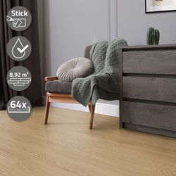 4x Deluxe PVC klevende vinyl vloerbedekking voor 2,23 m² natuurlijke eik 2 mm dik ML-Design