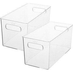 Set van 2x stuks creme potjes/flesjes/make-up houder/box rechthoek 31 x 15 cm van kunststof - Opbergbox