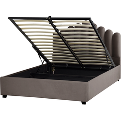 Beliani VINCENNES - Tweepersoonsbed-Beige-Fluweel