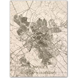 Houten Citymap Zwolle 100x80 cm 