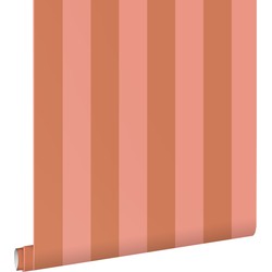 ESTAhome behang strepen terracotta en perzik roze - 50 x 900 cm - 139905