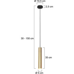 Steinhauer hanglamp Tubel - messing - metaal - 10,5 cm - GU10 fitting - 3867ME