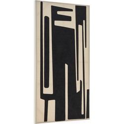 Kave Home - Abstract schilderij op linnen Salmi in beige en zwart 210 x 110 cm