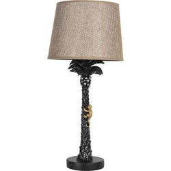 Clayre & Eef Tafellamp  Ø 27x54 cm E27/max 1x60W Bruin Kunststof Rond Palmboom Bureaulamp