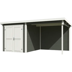 Blokhut met overkapping Lars 500x250 Green Grey-Wit