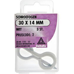 Schroefoog 30x14mm wit 3st