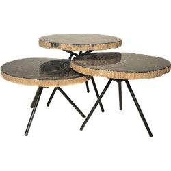 PTMD New Khine Salontafelset - 50x60x48 cm - Zwart - Set van 3
