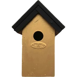 Houten vogelhuisje/nestkastje 22 cm - zwart/goud Dhz schilderen pakket - Vogelhuisjes