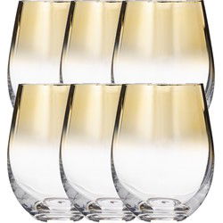 Secret de Gourmet Drinkglazen - 6x - tumbler - gouden rand - 540 ml - Drinkglazen
