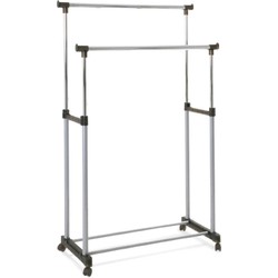 HakuShop Kledingrek - Grijs - Wieltjes - Uitschuifbaar - 95x43x95-170