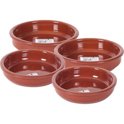 4x Terracotta tapas bakjes/schaaltjes 18 cm en 16 cm - Snack en tapasschalen