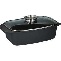 Alpina Braadslee met Glazen Deksel 5.5L 39.5x22.5x10.8 cm Zwart
