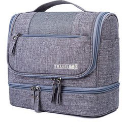 Decopatent® Ophangbare Toilettas met Haak - Dames & Heren - Travel bag Organizer - Waterdichte Reis tas - Mannen & Vrouwen - Grijs