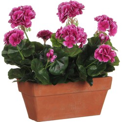 Mica Decorations Geranium Kunstplant in Balkonbak - L29 x B13 x H40 cm - Paars