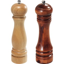 Houten peper en zoutstel 22 cm bruin/beige - Peper en zoutstel