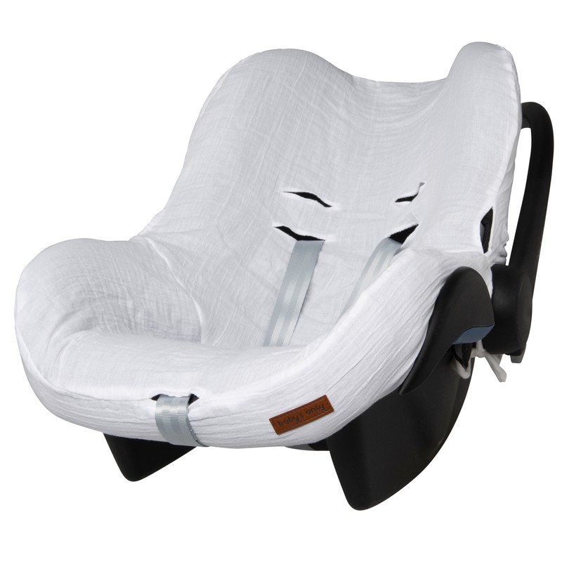 Baby's Only Baby autostoelhoes Maxi Cosi 0+ Breeze - Wit - 100% katoen - Geschikt voor 3-puntsgordel - 