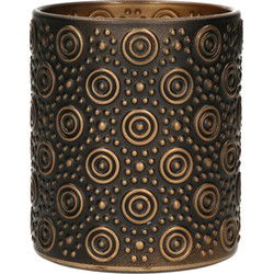 Countryfield theelichthouder/kaarsenhouder - zwart/brons - H10 cm - Waxinelichtjeshouders