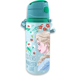 Disney Frozen drinkfles/drinkbeker/bidon met drinktuitje - blauw - aluminium - 600 ml - Schoolbekers