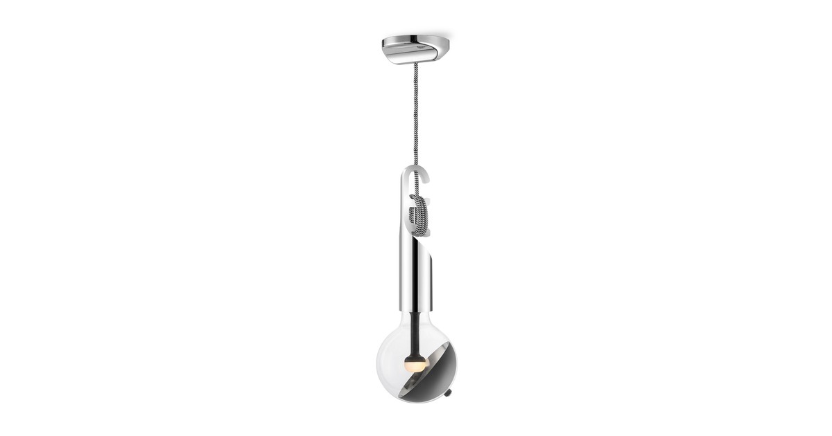 Move Me hanglamp Twist - chroom / Sphere 5,5W - zwart zilver