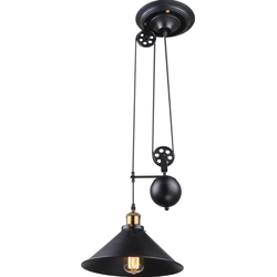 Klassieke hanglamp Lenius - L:37cm - E27 - Metaal - Zwart