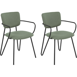 ELKO - Eetkamerstoel set van 2 - Donkergroen - Polyester