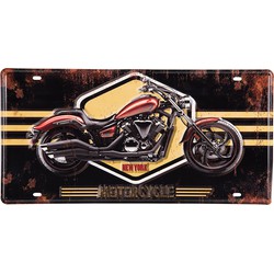 Clayre & Eef Wanddecoratie  40x20 cm Bruin Geel Ijzer Rechthoek Motorcycle New York Muurdecoratie