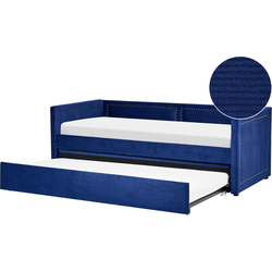 MIMIZAN - Eenpersoonsbed - Marineblauw - 90 x 200 cm - Corduroy
