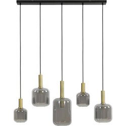 Light & Living - hanglamp - Lekar - brons - glas smoke glas - design lamp - E27 - 2946284