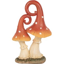 Clayre & Eef Decoratie Beeld Paddenstoel 17 cm Rood Beige Kunststof