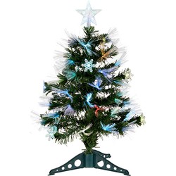 Tweedekans kunst kerstboom - 60 cm - met verlichting gekleurd - Kunstkerstboom