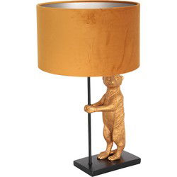 Anne Lighting - tafellamp - Animaux - zwart - metaal velours stof - Ø 30cm - E27 - 8228ZW