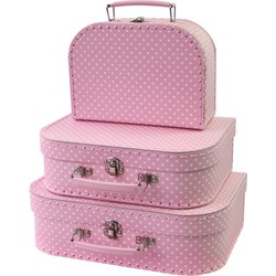 Simply Kofferset polkadot roze (3 st)