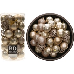 Bellatio Decorations Kerstballen - 74x st - champagne - D6 cm - Kerstbal