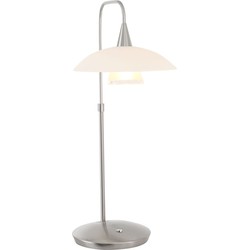 Gebogen tafellamp met melkglas Steinhauer Tallerken Staal