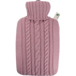 Luxe warmwaterkruik met gebreide hoes pastel roze 1,8 liter - Kruiken