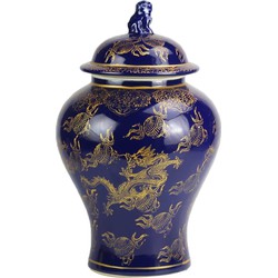 Fine Asianliving Chinese Gemberpot Porselein Navy Blauw Draak