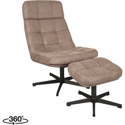 Draaifauteuil Alvar + Hocker 53x57x83 cm