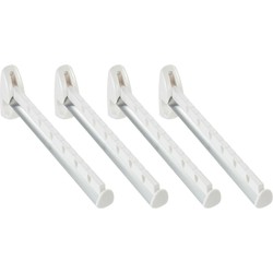 Set van 4x stuks kledinghaken inklapbaar wit 31 cm - Kledinghangers