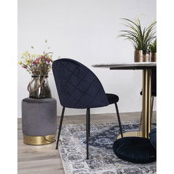 Eetkamerstoel Velvet Blauw/Zwart - Zithoogte 46cm