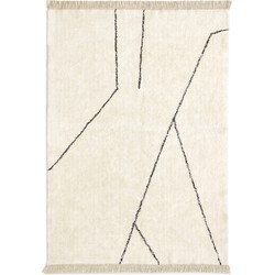 Kave Home - Zwart-wit katoenen Mijas-vloerkleed 160 x 230 cm